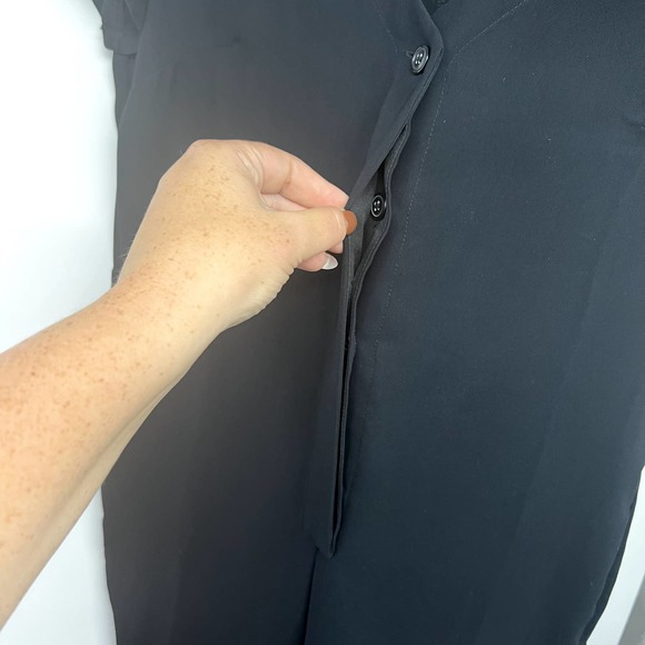J. Crew Mercantile Jumpsuit 4 V-Neck Short Sleeve Button Front Pocket Black NWT - Picture 8 of 9